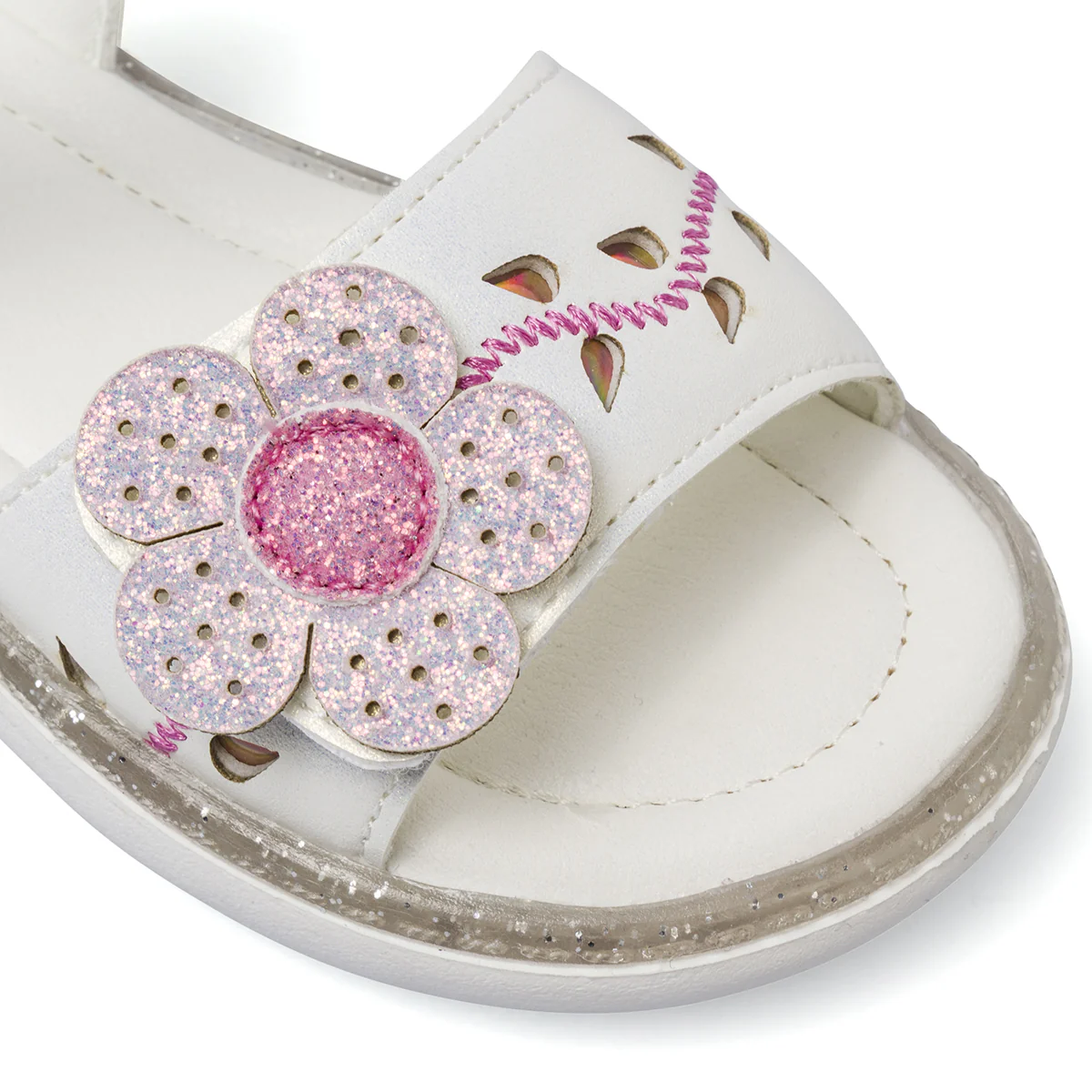 Sandali bianchi da Bambina con fiore rosa glitter Le scarpe di Alice - Image 5