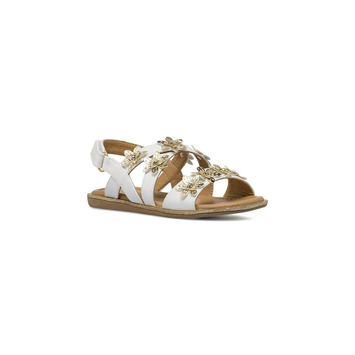 Sandali Bianchi da Bambina con fiori dorati glitter Dieci Baci - Image 2