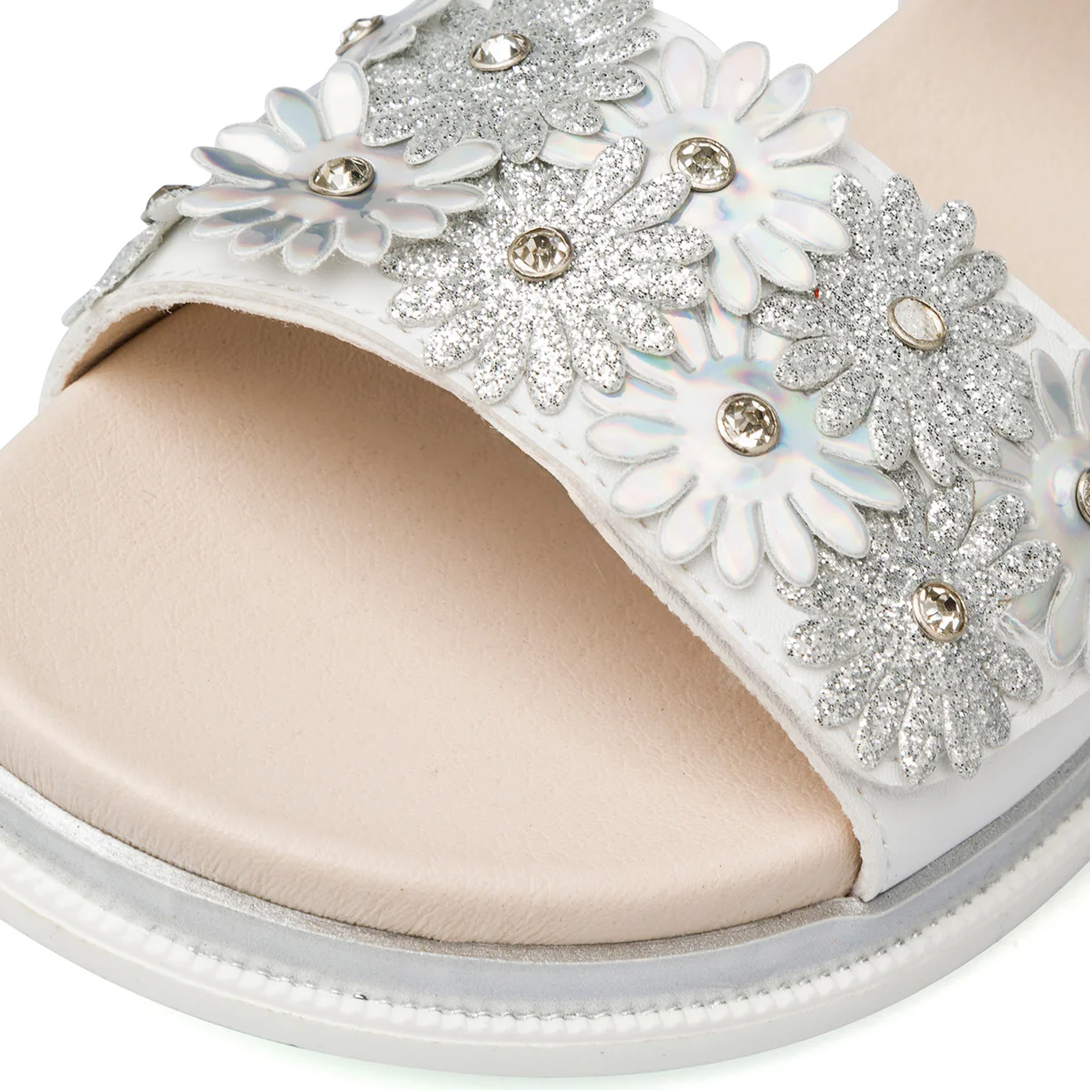 Sandali bianchi da Bambina con fiori e glitter Dieci Baci - Image 2