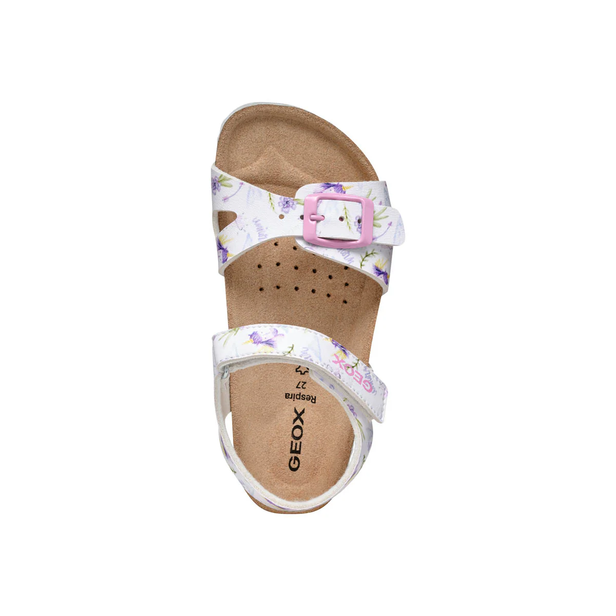 Sandali bianchi da Bambina con inserti floreali e suola traspirante Geox - Image 5