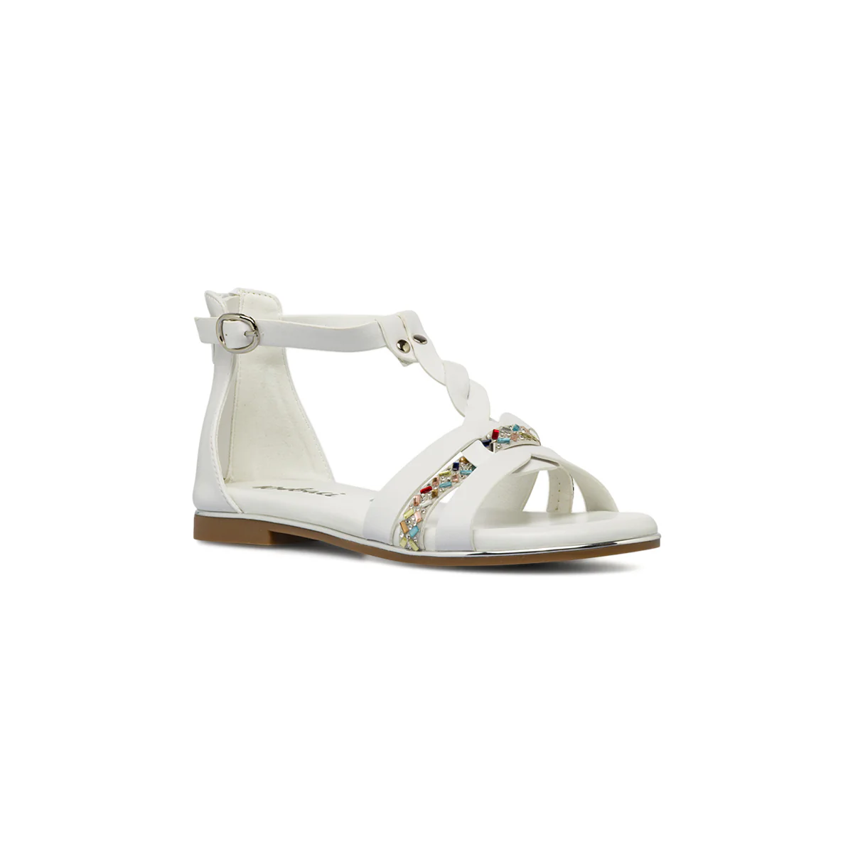 Sandali Bianchi da Bambina con strass colorati e zip Dieci Baci - Image 2