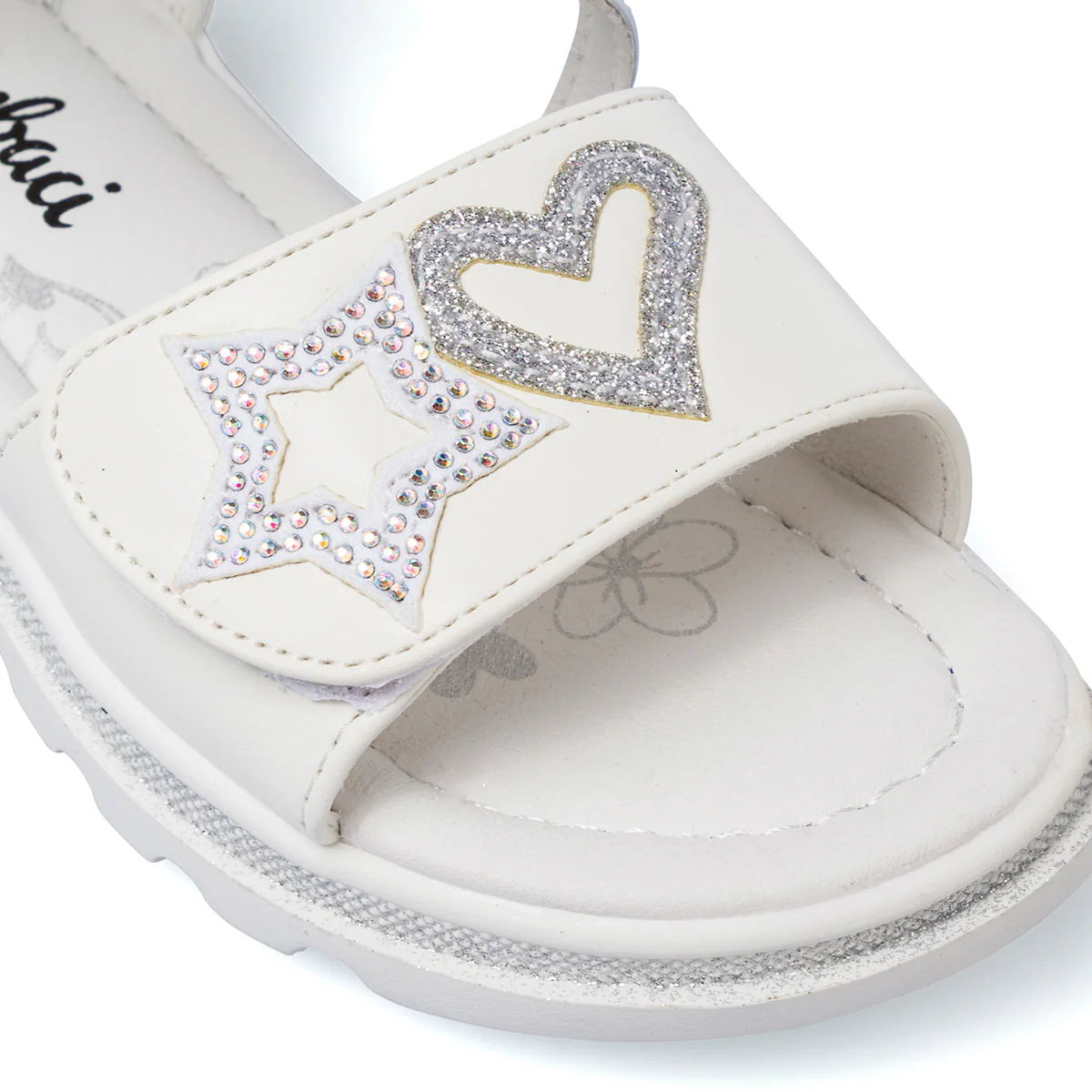 Sandali bianchi da Bambina Dieci Baci con stelle e cuori - Image 2