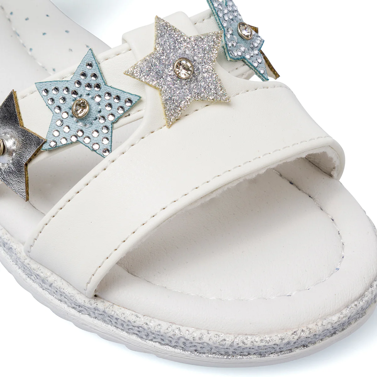 Sandali bianchi da Bambina Dieci Baci con stelle e strass - Image 5