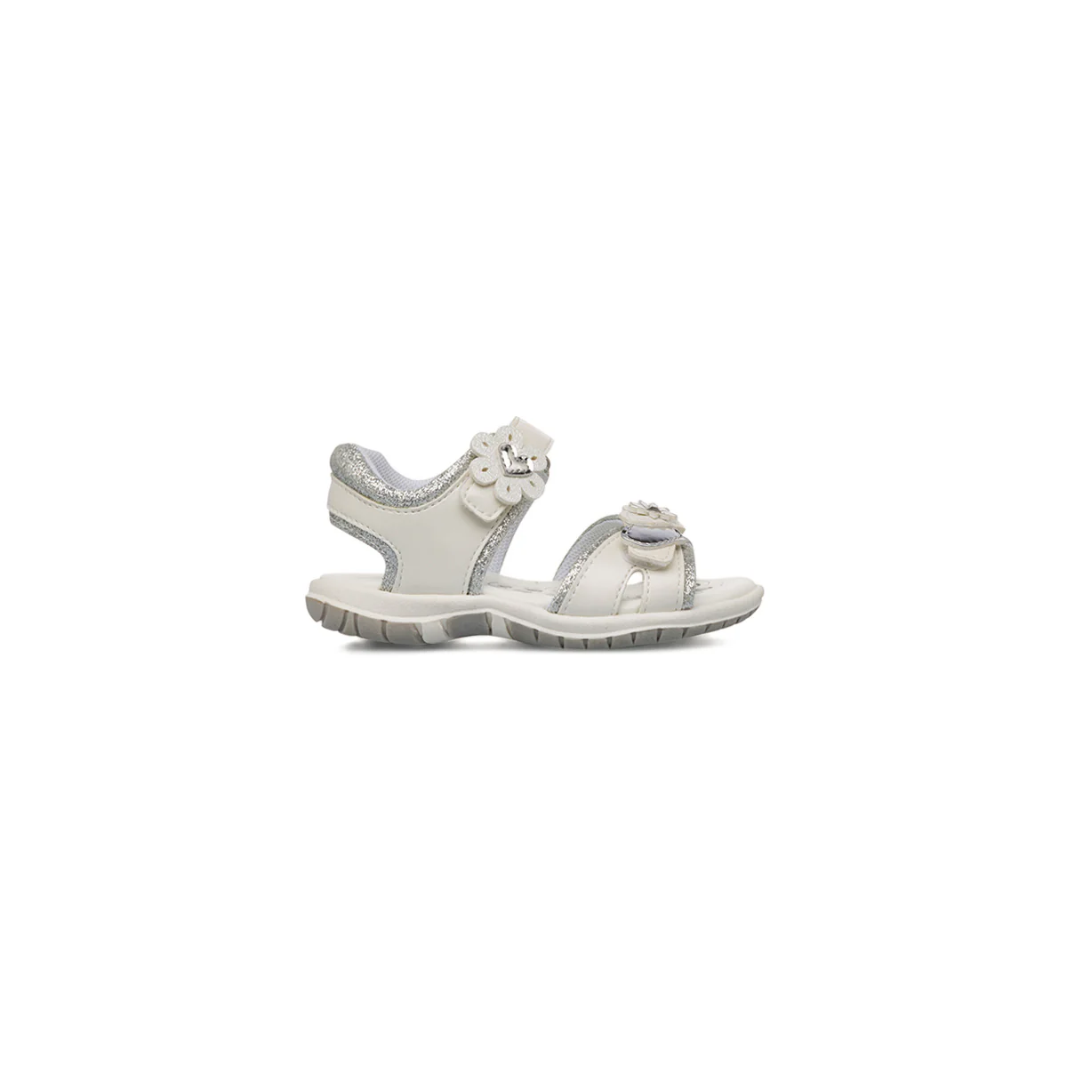 Sandali bianchi da Bambina in pelle con fiori strass e glitter Chicco