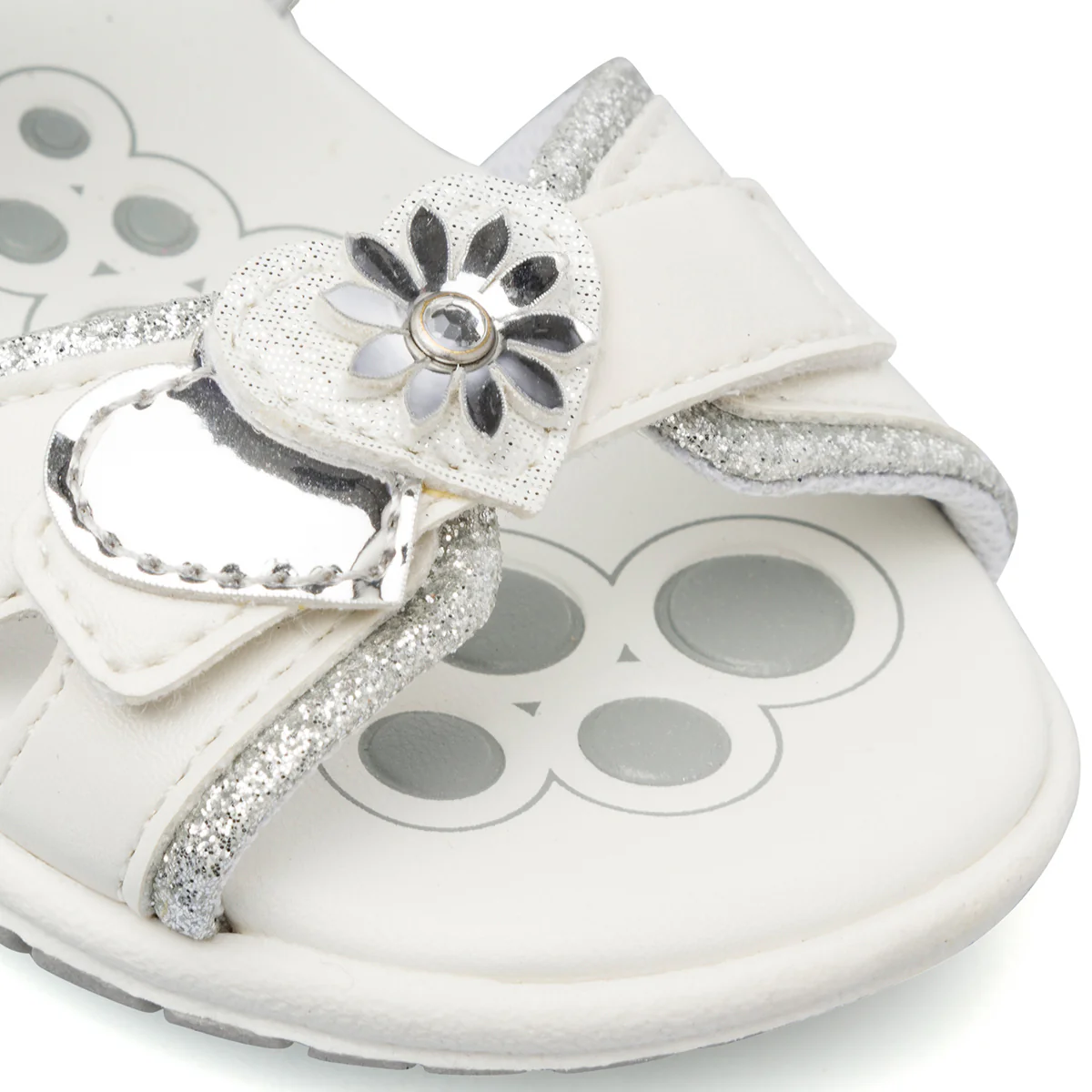 Sandali bianchi da Bambina in pelle con fiori strass e glitter Chicco - Image 4