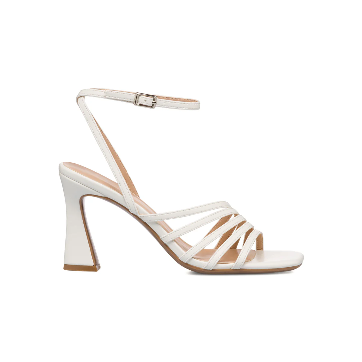 Sandali bianchi da donna con cinturino alla caviglia con tacco a campana 9 cm Swish Jeans