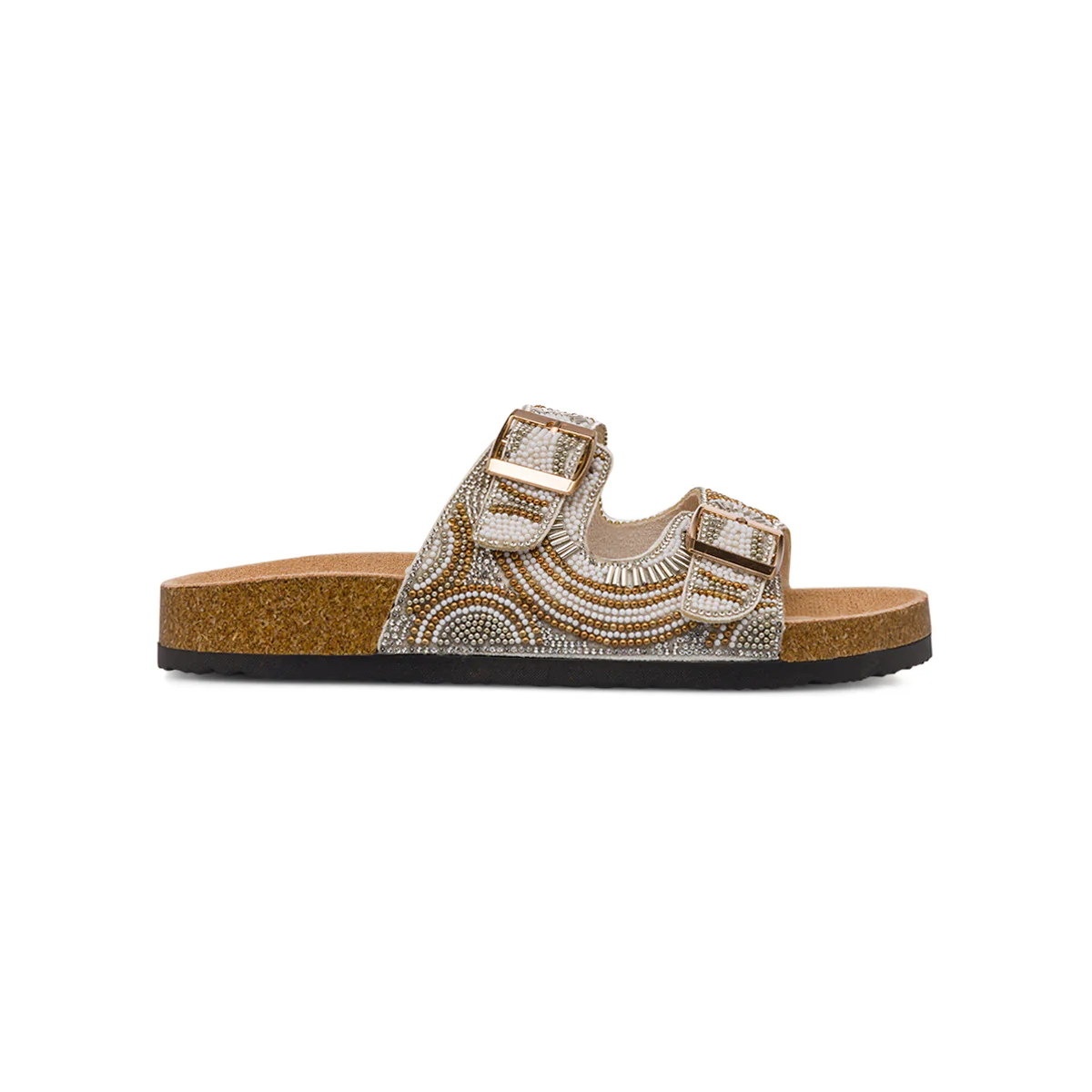 Sandali Bianchi da Donna con decorazione Perline dorate Lora Ferres