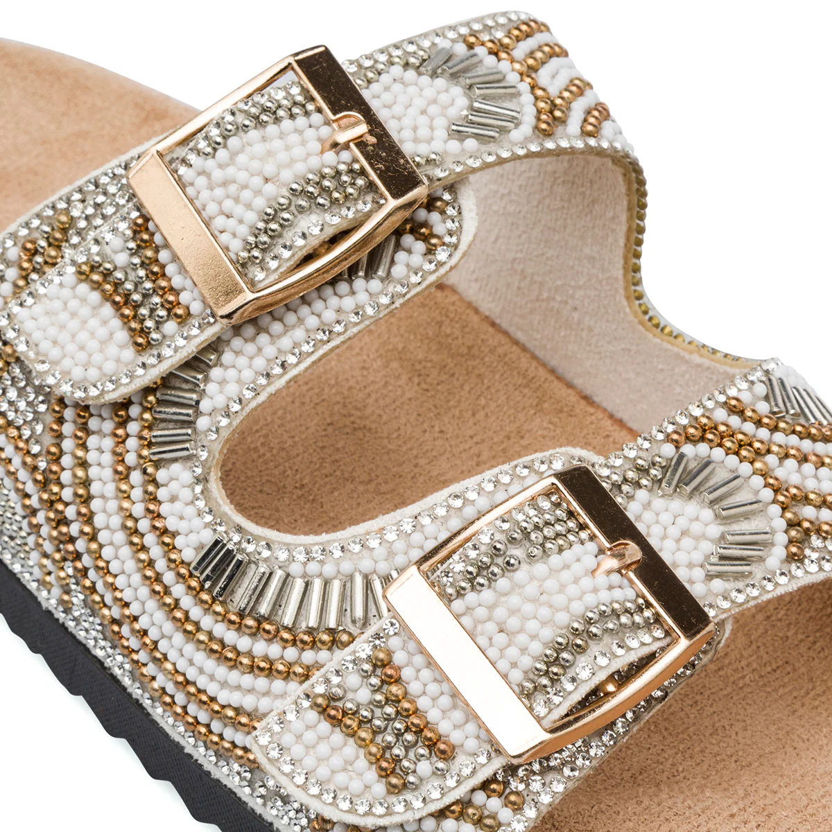 Sandali Bianchi da Donna con decorazione Perline dorate Lora Ferres - Image 5