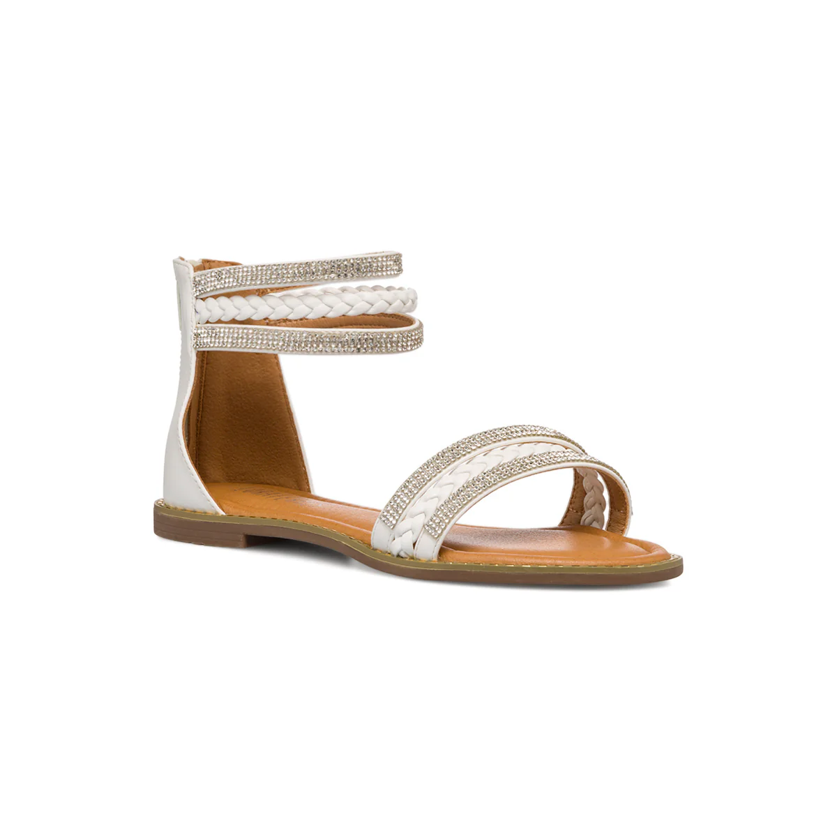 Sandali bianchi da donna con dettagli  gioiello strass Lora Ferres - Image 5