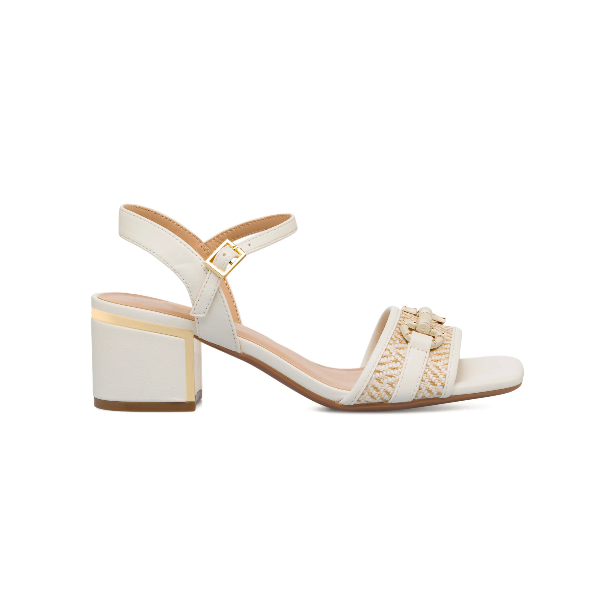 Sandali bianchi da Donna con tacco 5 cm e dettaglio effetto rafia Lora Ferres