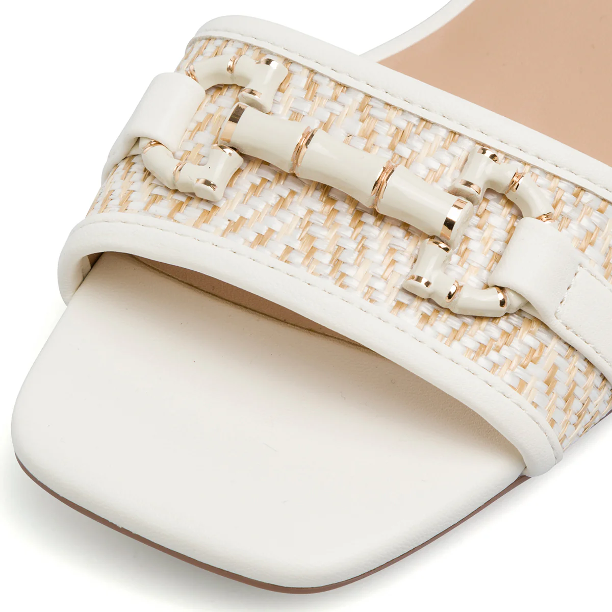 Sandali bianchi da Donna con tacco 5 cm e dettaglio effetto rafia Lora Ferres - Image 5
