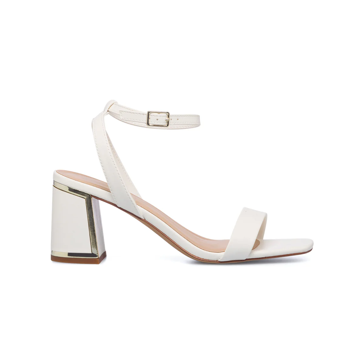 Sandali bianchi da donna con tacco 7 cm e dettaglio laminato ALDO Lotherram