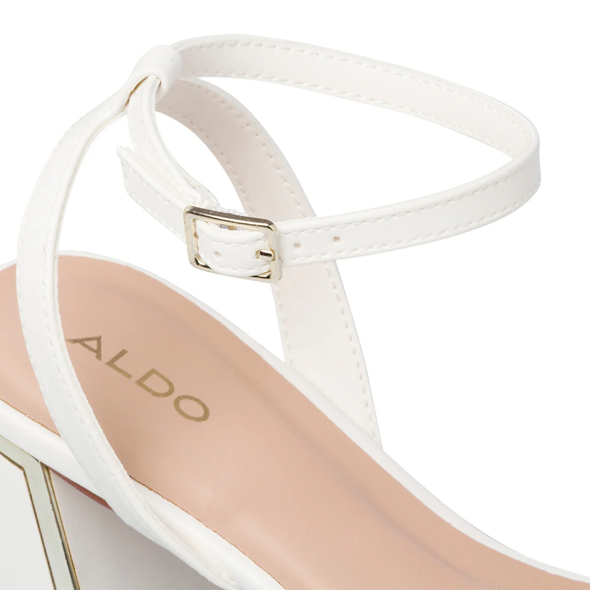 Sandali bianchi da donna con tacco 7 cm e dettaglio laminato ALDO Lotherram - Image 6