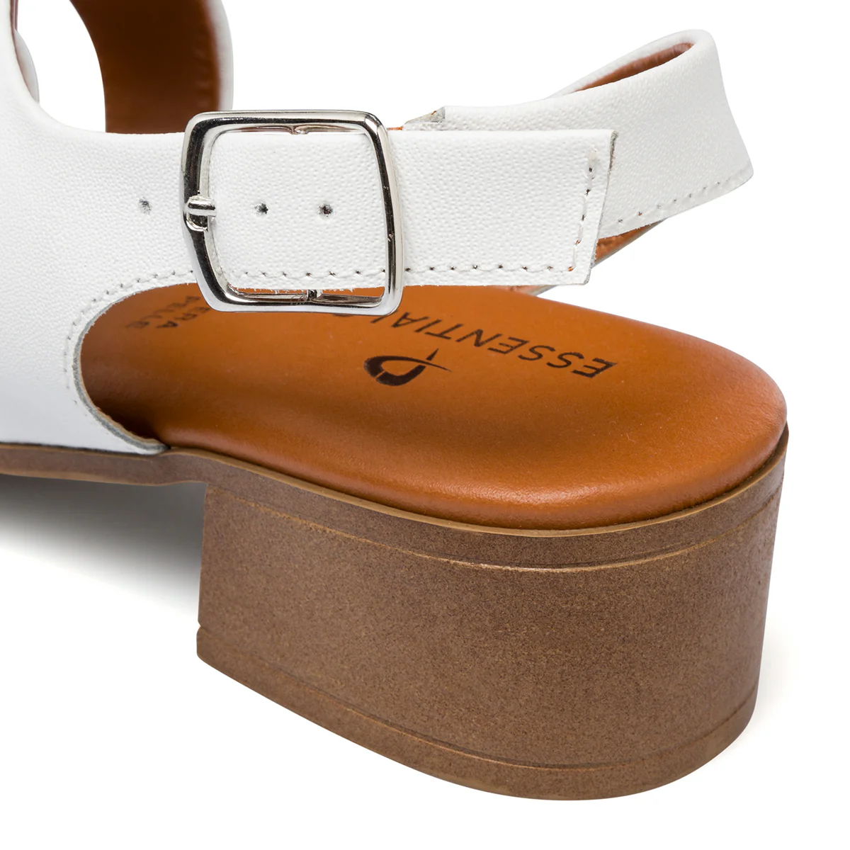 Sandali bianchi da donna con tacco a blocco 4,5 cm oro P Essentials - Image 6