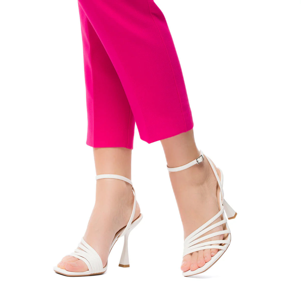 Sandali bianchi da donna con tacco a rocchetto 9 cm Swish Jeans