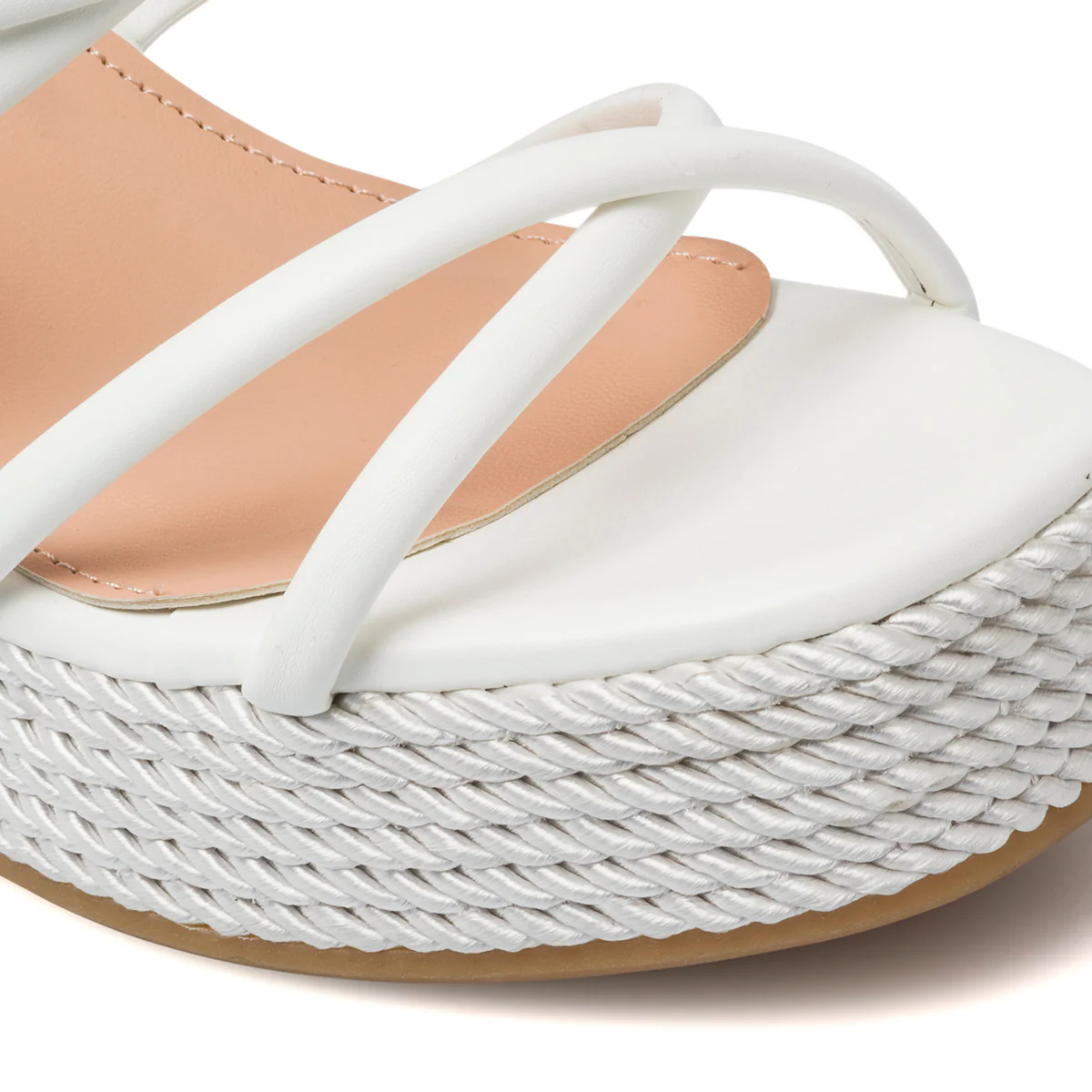 Sandali bianchi da donna con zeppa 10 cm e cinturini incrociati Lora Ferres - Image 13