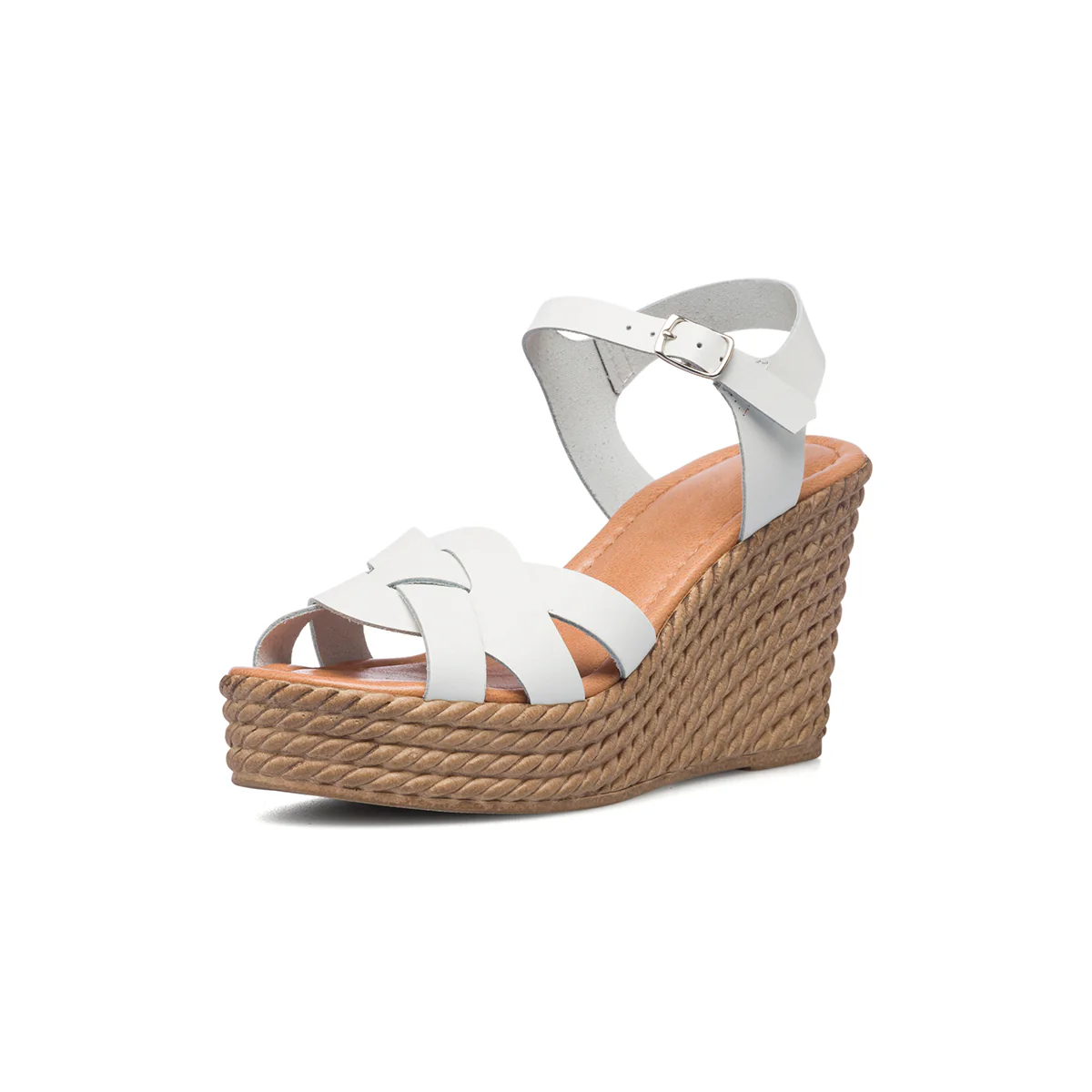 Sandali bianchi da donna con zeppa 9 cm Lora Ferres - Image 2