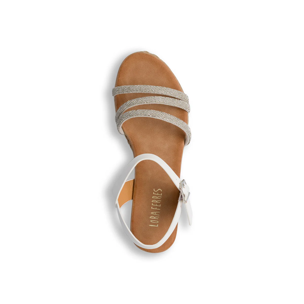 Sandali bianchi da donna con zeppa e strass Lora Ferres - Image 3