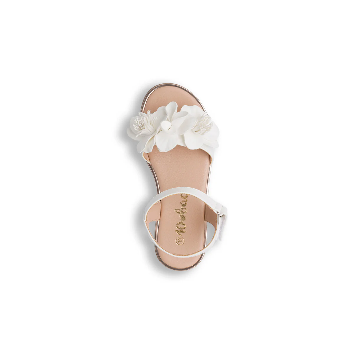 Sandali bianchi da ragazza con fiori in rilievoDieci Baci - Image 5