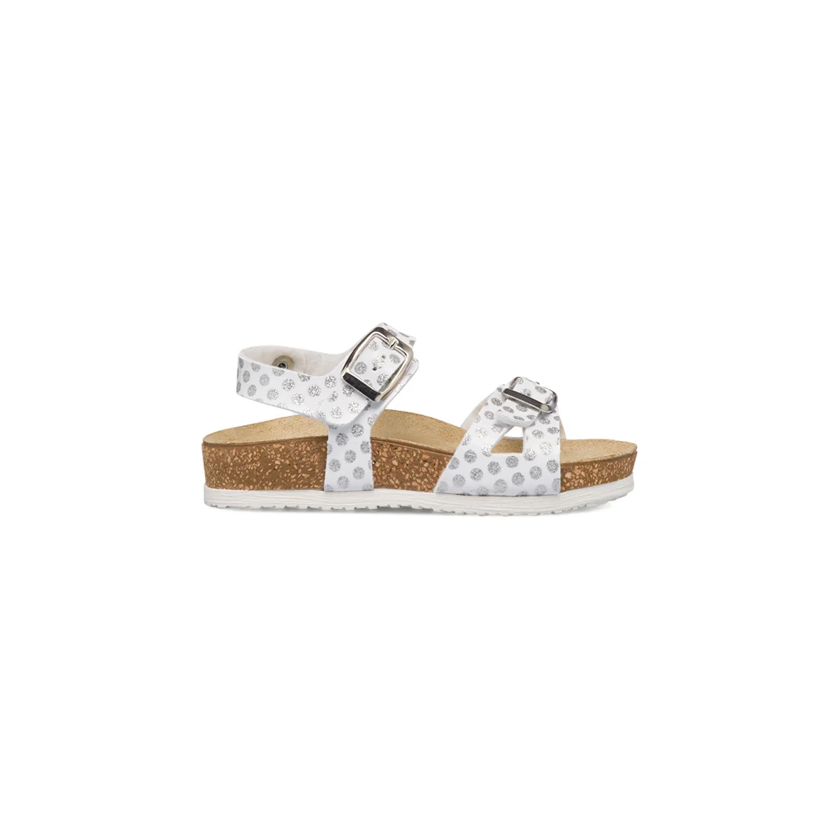 Sandali bianchi da ragazza con pois argento Settenote