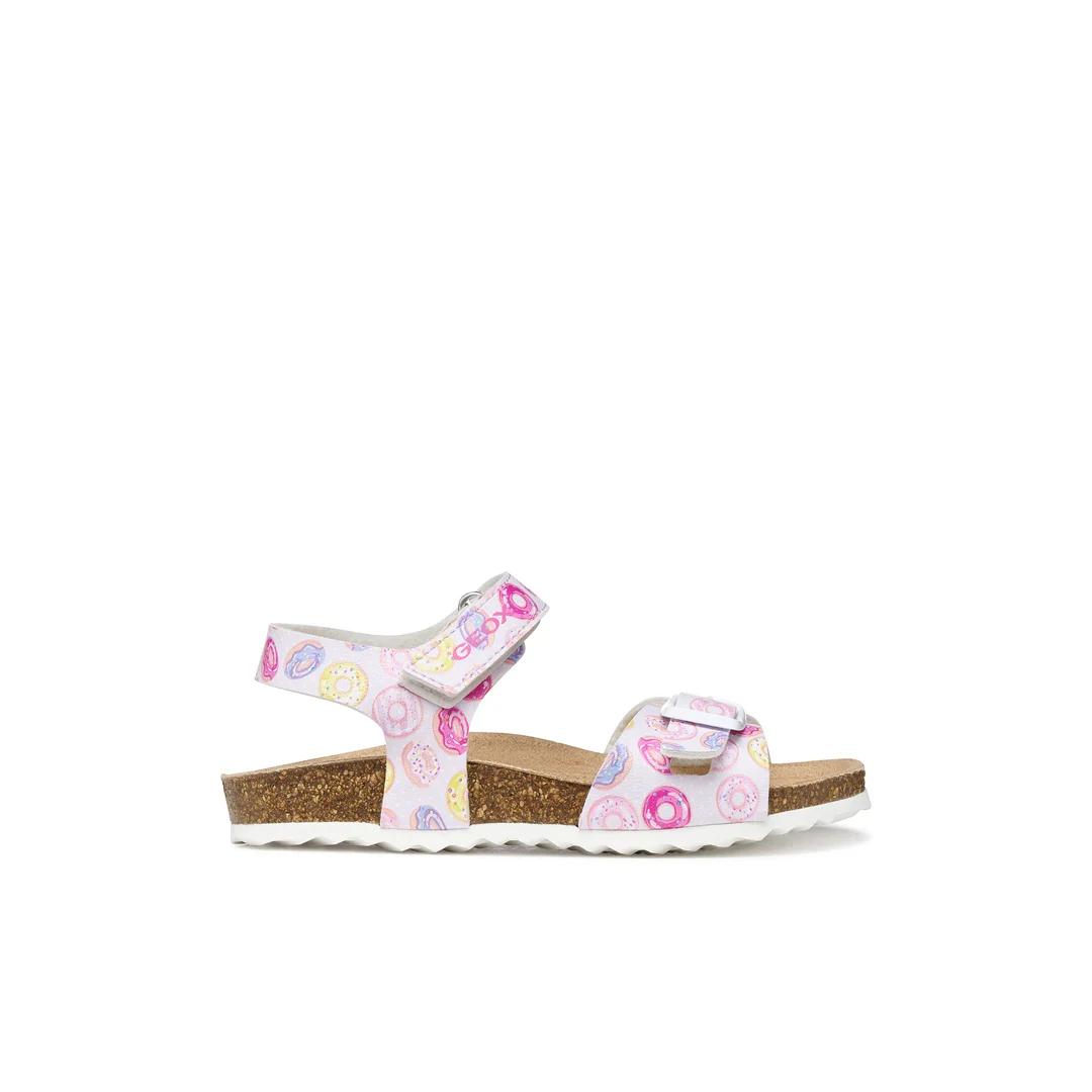 Sandali bianchi da Ragazza con stampa donut e suola traspirante Geox