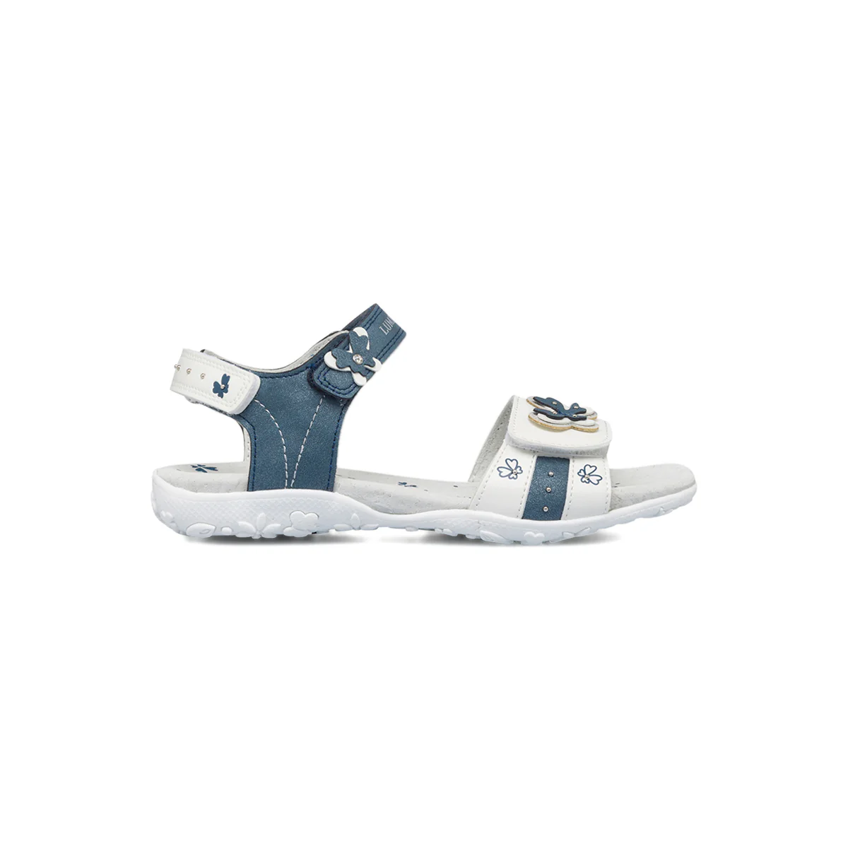 Sandali bianchi e blu da bambina con fiorellini Lumberjack Linda