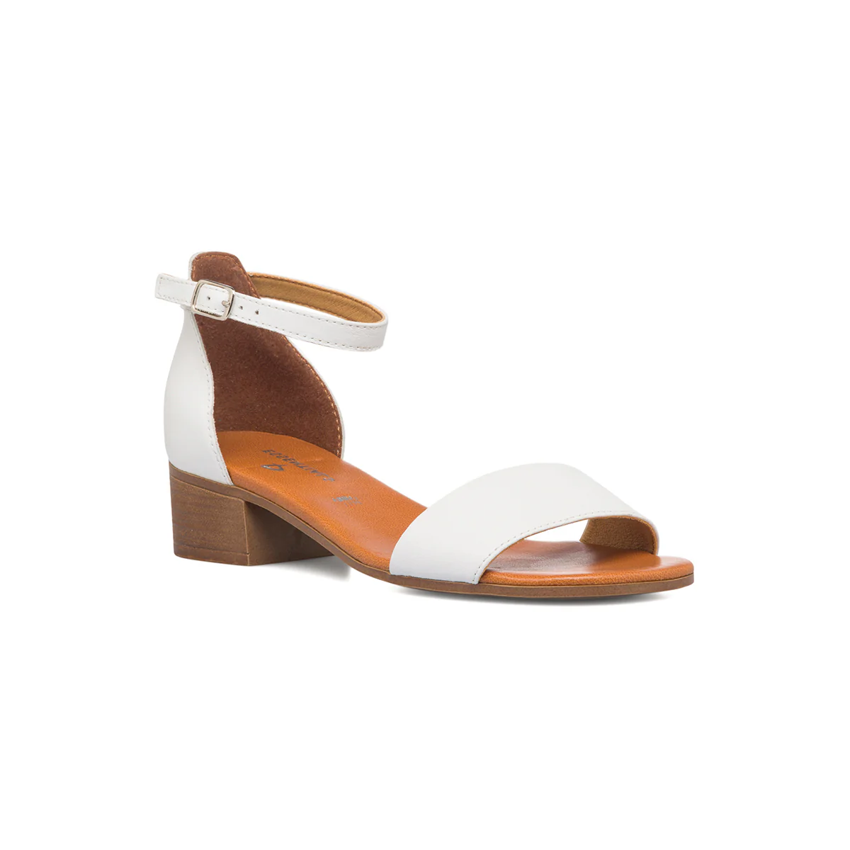Sandali bianchi in pelle da donna con tacco a blocco 3 cm P Essentials - Image 2