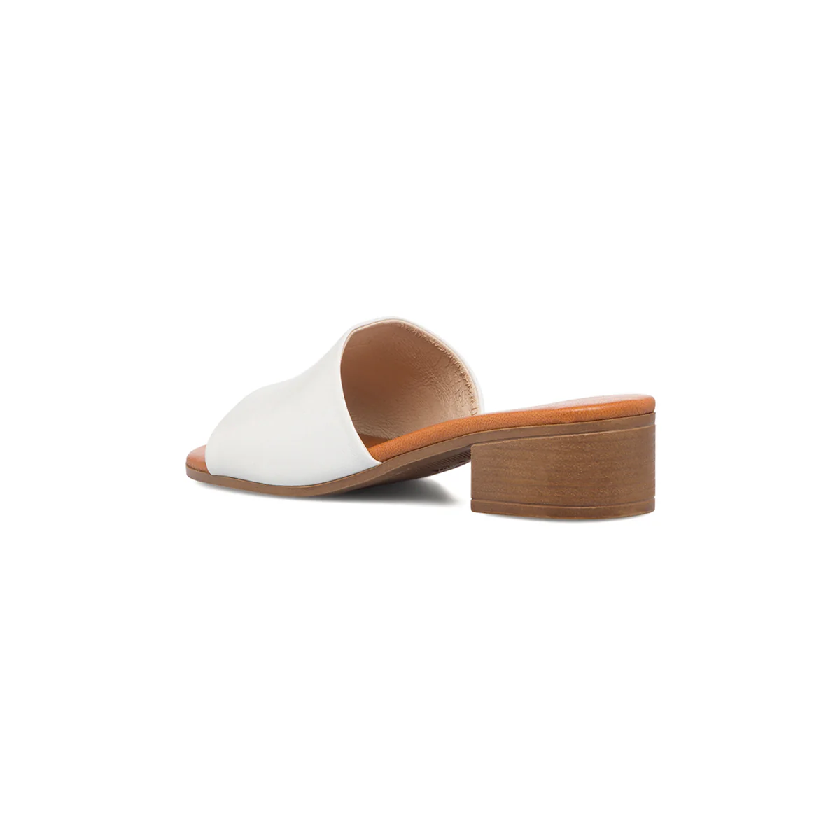 Sandali bianchi in pelle da donna con tacco a blocco 4 cm P Essentials - Image 3