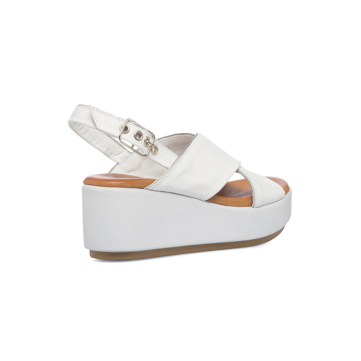 Sandali bianchi in pelle da donna con zeppa 6 cm Lumberjack Johanna - Image 3
