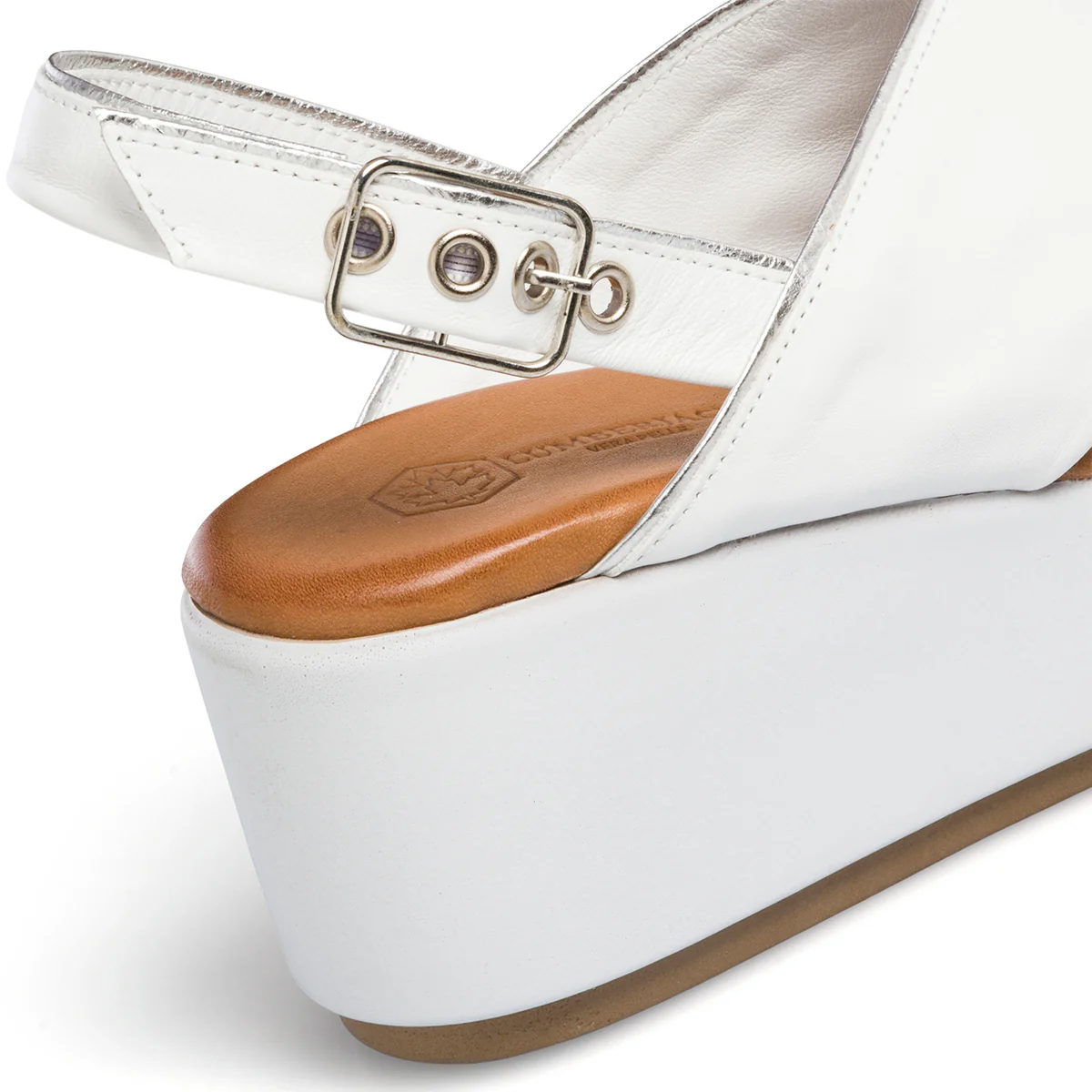 Sandali bianchi in pelle da donna con zeppa 6 cm Lumberjack Johanna - Image 7