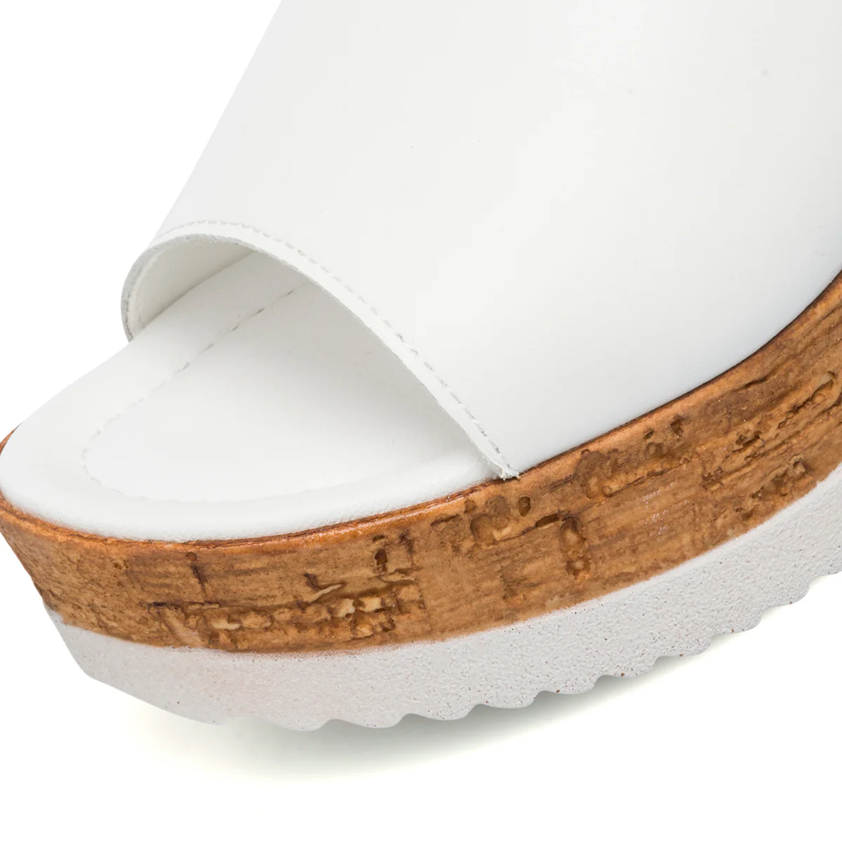 Sandali bianchi in pelle da donna con zeppa 7 cm Primopiano - Image 5