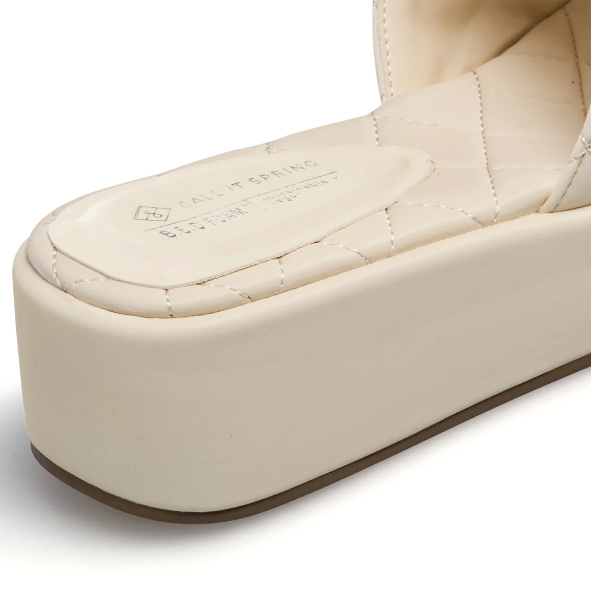 Sandali bianchi in "pelle vegana" trapuntata da donna con zeppa 4 cm Call It Spring Nalaa - Image 6