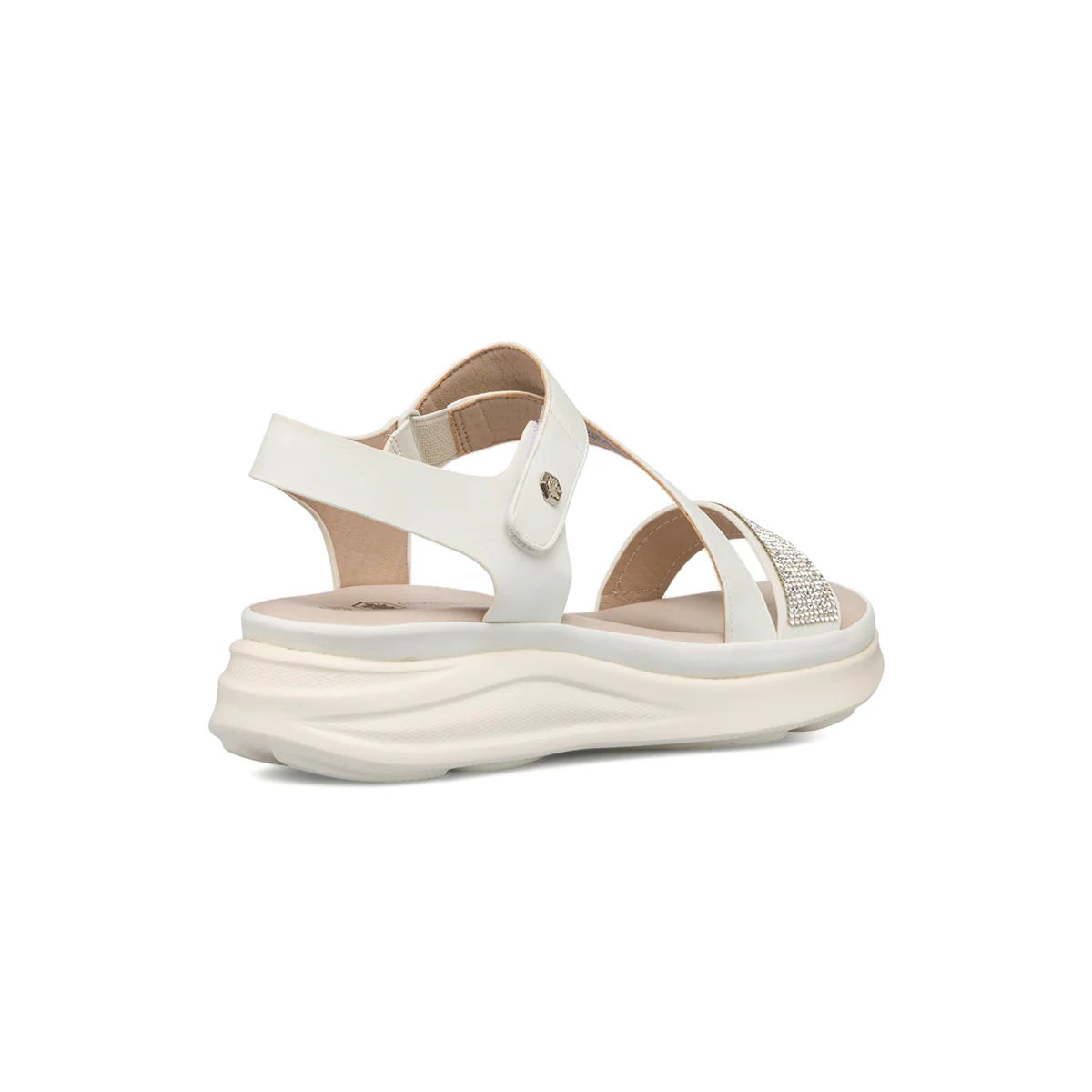 Sandali bianchi off-white in pelle da donna con strass Lumberjack Nilla - Image 3