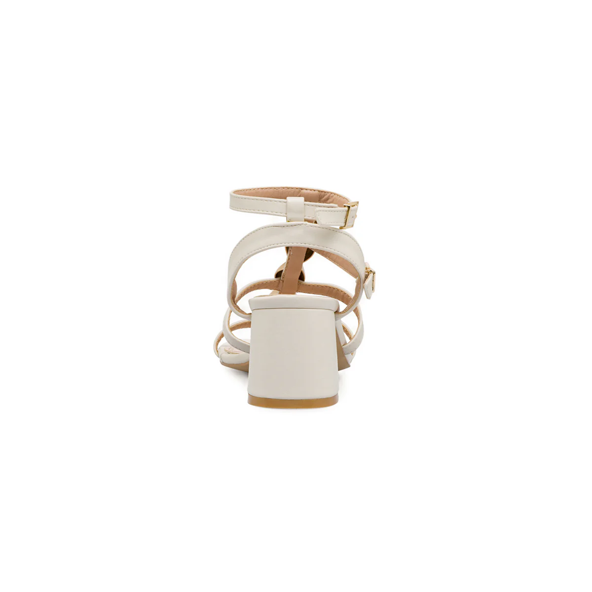 Sandali bianco off-white da Donna con tacco e inserti oro Lora Ferres - Image 4
