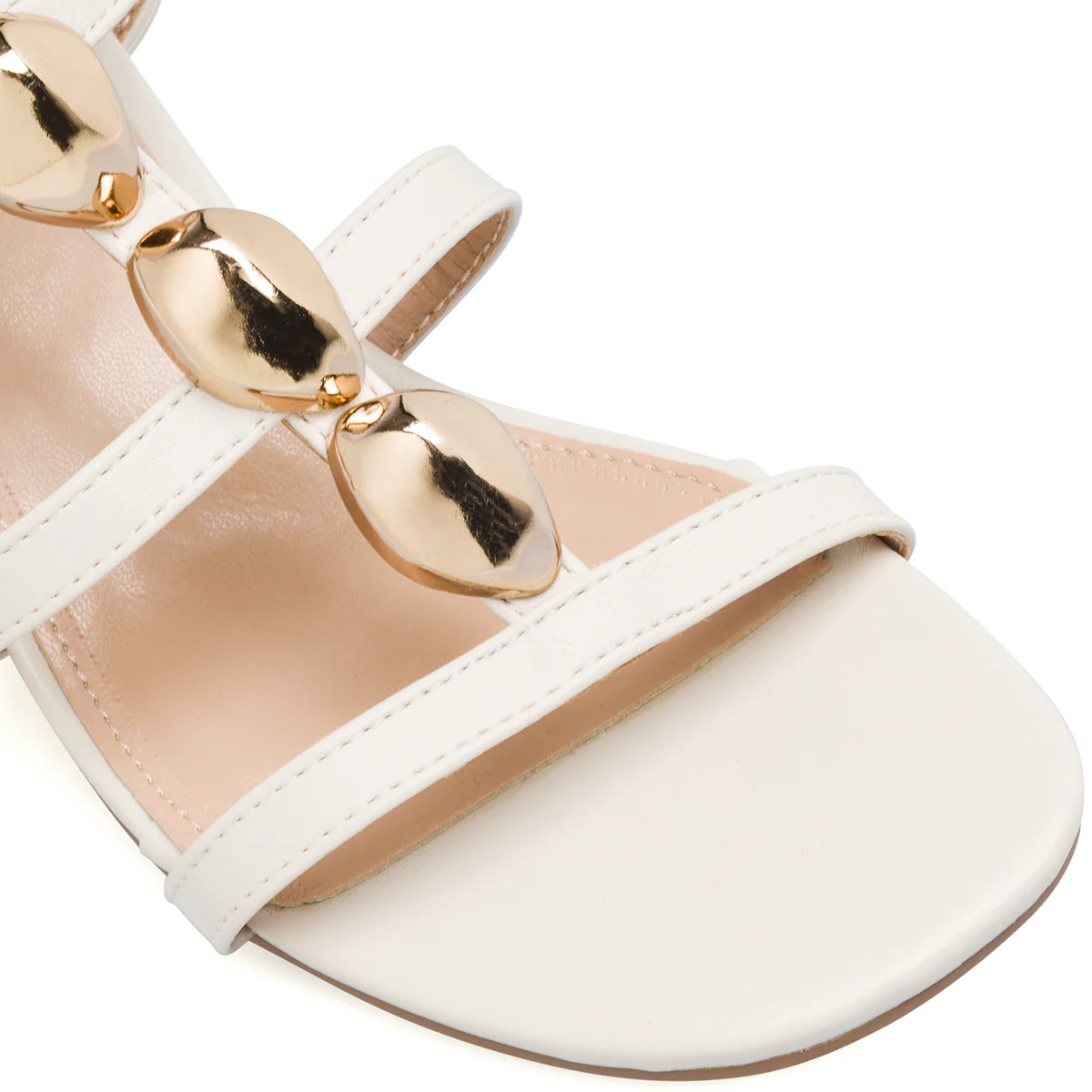 Sandali bianco off-white da Donna con tacco e inserti oro Lora Ferres - Image 5
