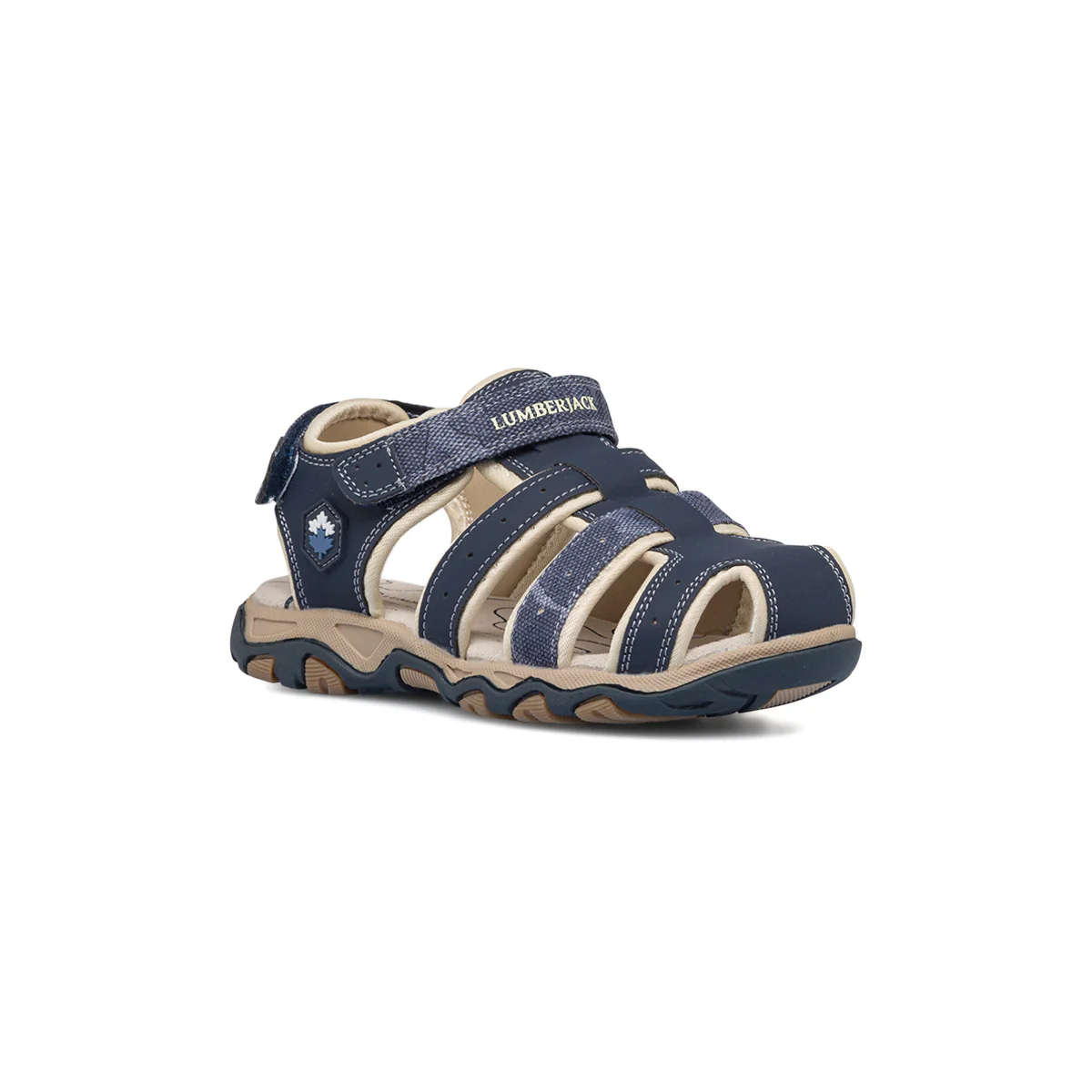 Sandali blu camouflage da bambino con sottopiede in pelle Lumberjack Levi - Image 2