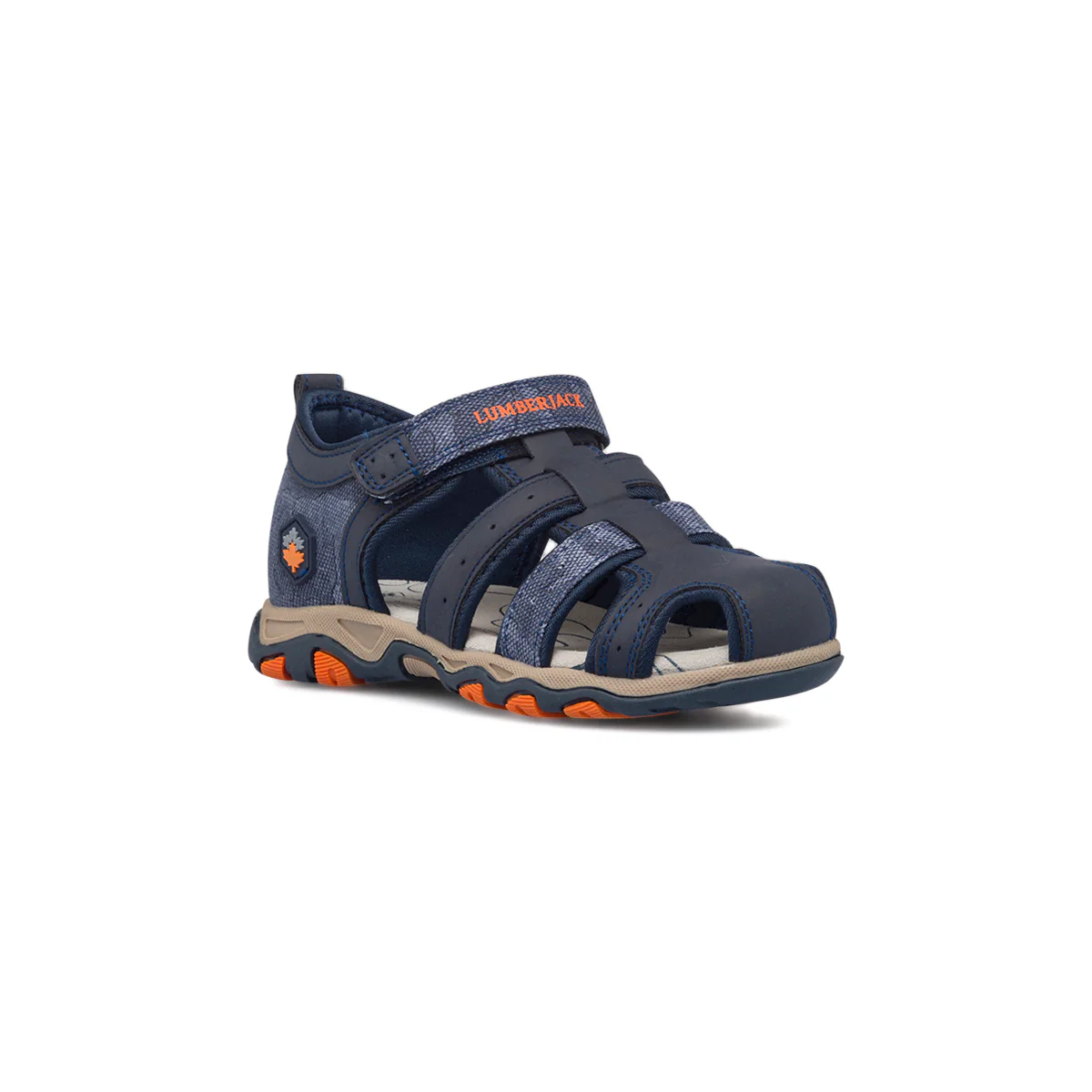 Sandali blu camouflage da bambino con sottopiede in pelle Lumberjack Levi - Image 2