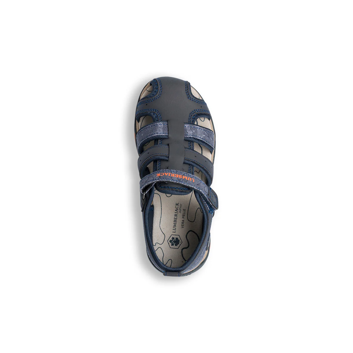 Sandali blu camouflage da bambino con sottopiede in pelle Lumberjack Levi - Image 7