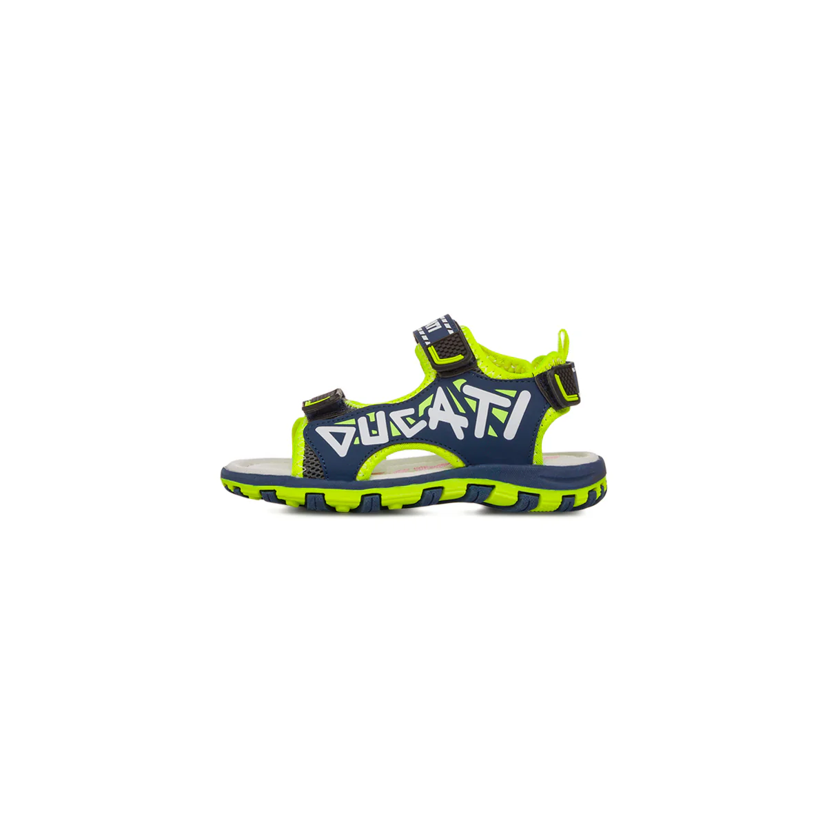 Sandali blu da Bambino con dettagli fluo e chiusura con strappo Ducati