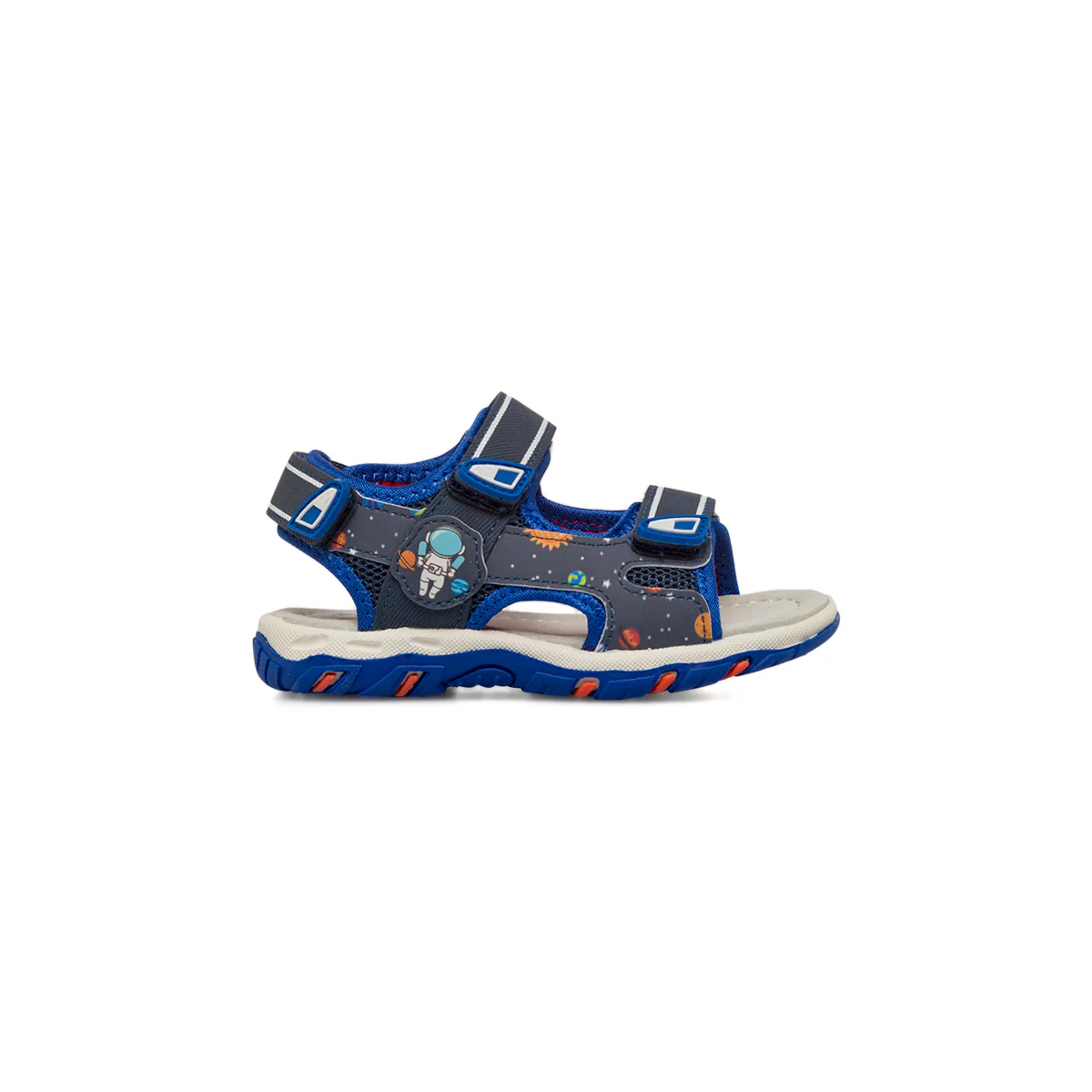 Sandali blu da Bambino con stampe colorate e strappo in velcro Space Boy