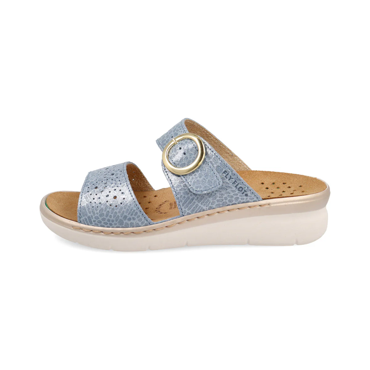 Sandali blu da Donna con fibbia ovale e plantare estraibile Fly Flot
