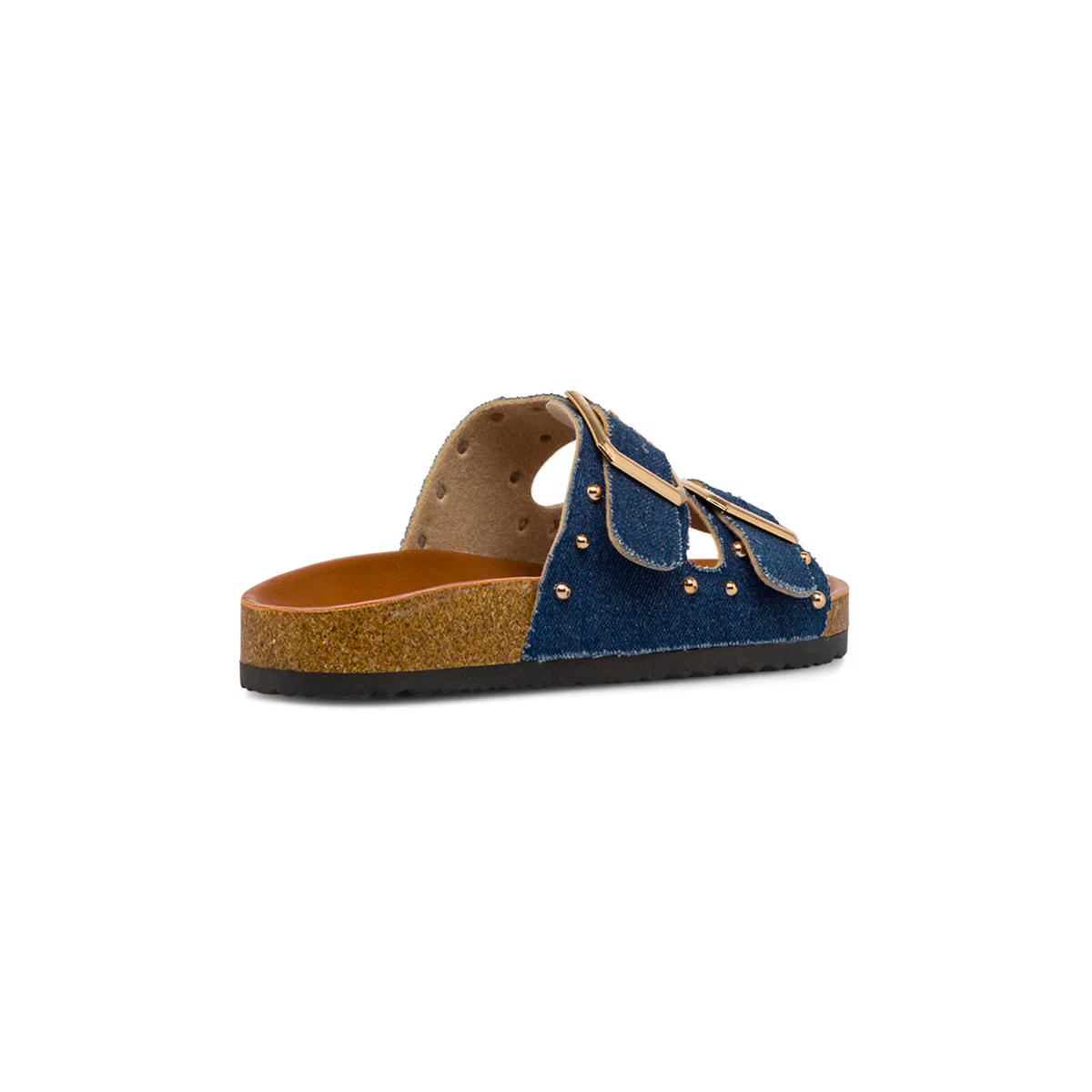 Sandali blu effetto jeans da Donna con doppia fibbia e borchie Lora Ferres - Image 3