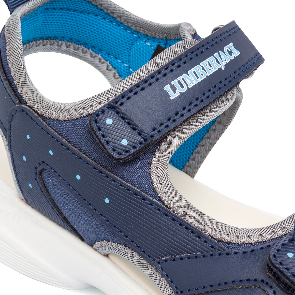 Sandali Blu navy da Ragazzo con inserti grigi e strappo in velcro Lumberjack - Image 3