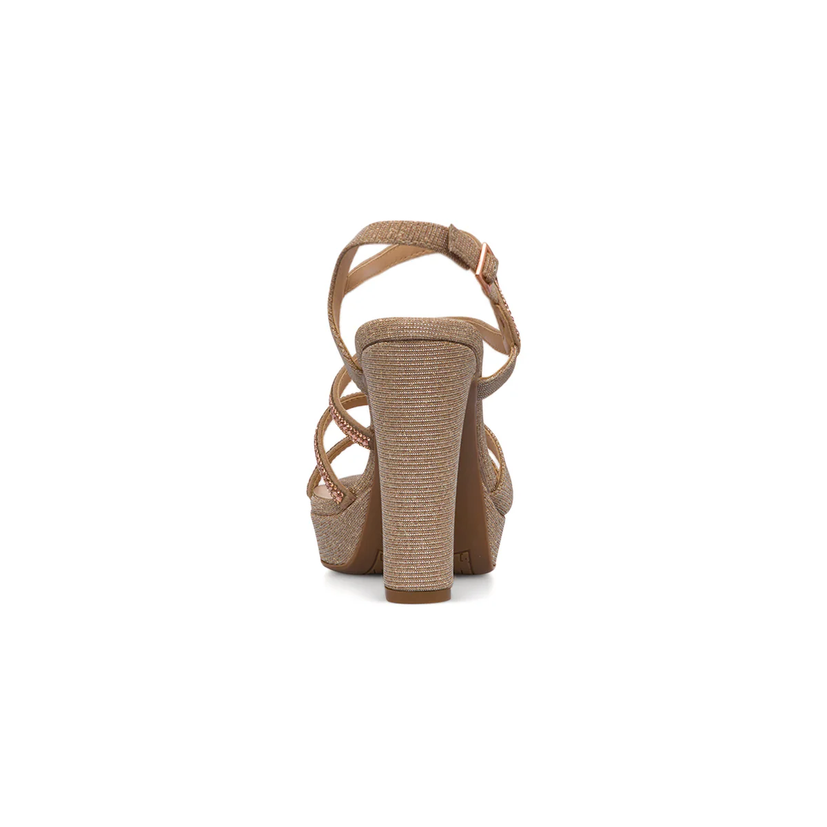 Sandali Champagne da Donna con gioiello strass e con tacco 10 cm Lora Ferres - Image 4