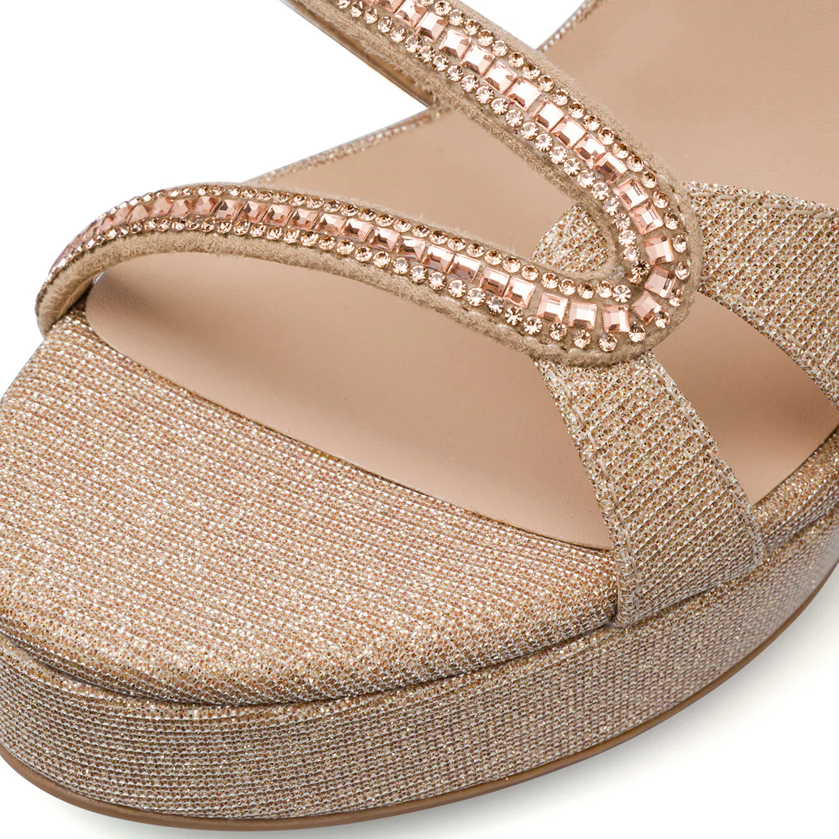 Sandali Champagne da Donna con gioiello strass e con tacco 10 cm Lora Ferres - Image 5
