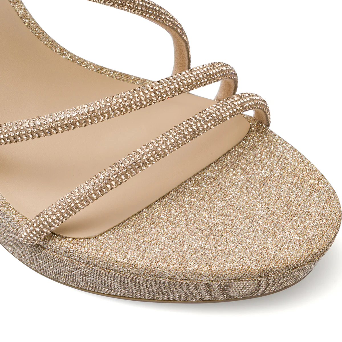 Sandali Champagne da Donna con strass e tacco 9 cm Lora Ferres - Image 4