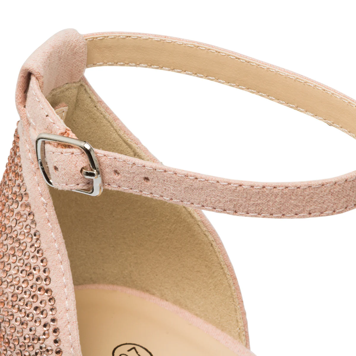 Sandali gioiello champagne da donna con tacco largo 5,5 cm e strass Lora Ferres - Image 6