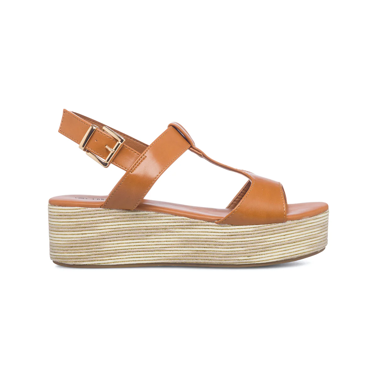 Sandali color cuoio da donna con zeppa 5 cm Lora Ferres