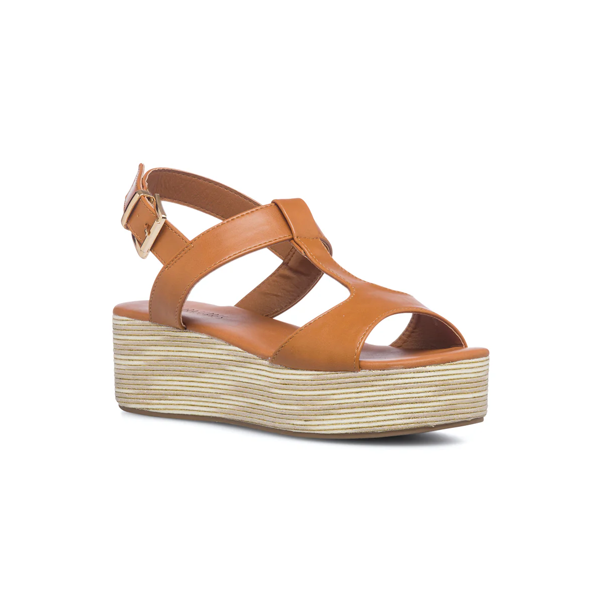 Sandali color cuoio da donna con zeppa 5 cm Lora Ferres - Image 2