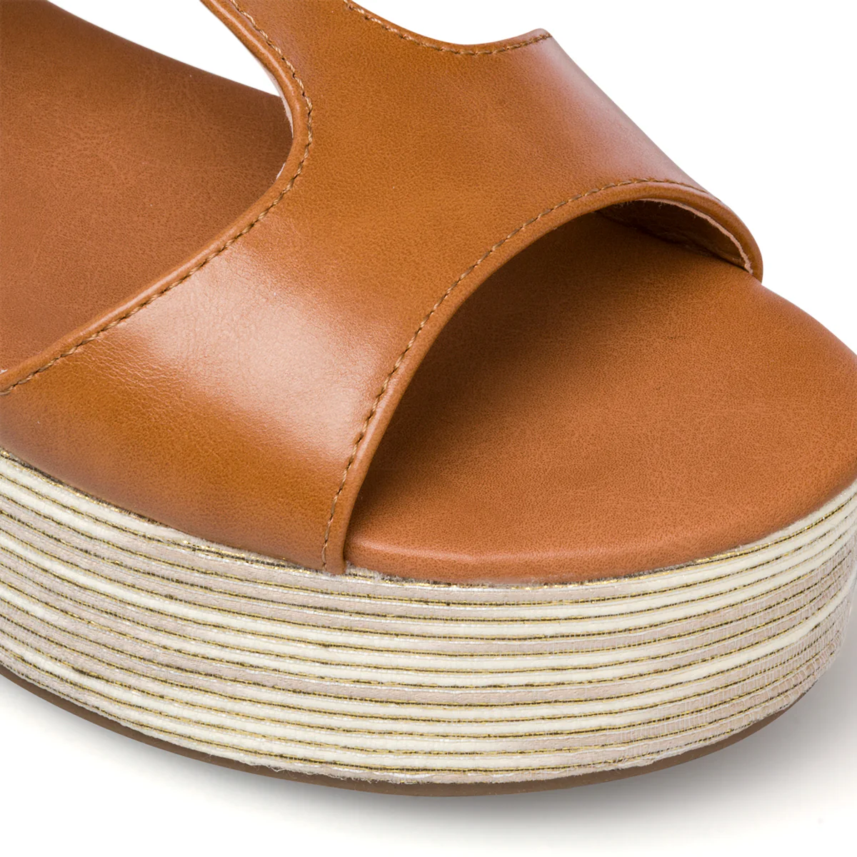 Sandali color cuoio da donna con zeppa 5 cm Lora Ferres - Image 5